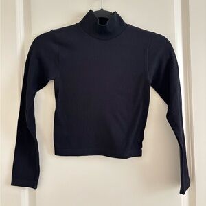 Zara Black Ribbed Crop Long Sleeve Top